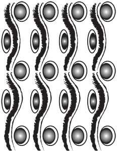 image of rhythm in a design of verticle lines and dots