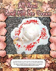 Roadkill Ice Cream Ad for a contrary expectations assignment for Principles and elements of graphic design